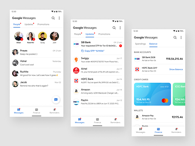 Google Messages Concept analytics android android messages balances concept finance google google messages india material design messages piechart rcs sms sms organizer