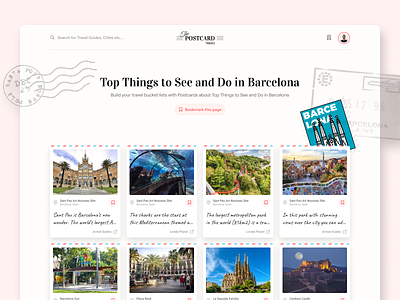 Travel Ideas - Visual Exploration barcelona exploration stamp travel visual design web webdesign website