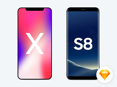 iPhone X and Samsung S8 Flat Mocks Sketch File flat flat mock ups iphone iphone x mock mock up mock ups s8 samsung s8 sketch sketch file