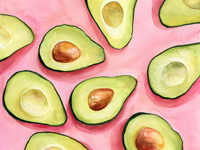 Avocado. Watercolor illustration.