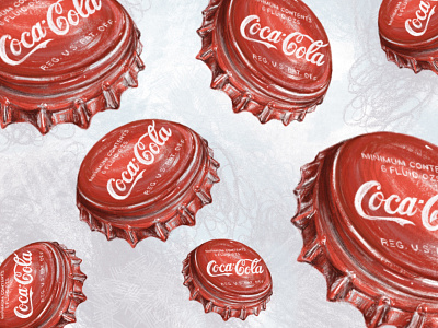 Cocoa-Cola lids. Procreate sketch.