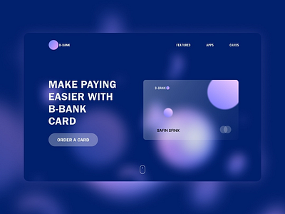 Bank B-bank bank card glass effect landing ui ux web web page