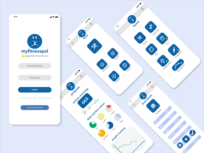 Myfitnesspal app design flat graphic design icon minimal ui ux