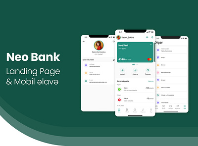 Neo Bank Landing Page & Mobile Application app banking button card checkout design form input ios landing page mobile my profile payment qr sign in tab ui uxui web webdesign
