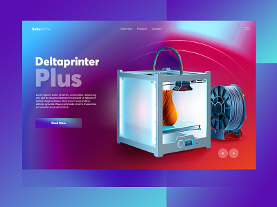 Printer Concept 3d color colors design gradient landing page printer product typography ui user interface ux web web design