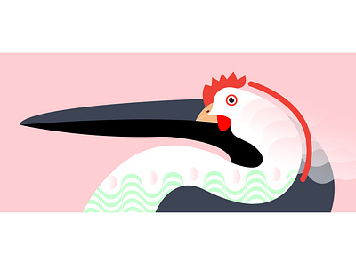 White Pelican and Hen in negative space illustration vector