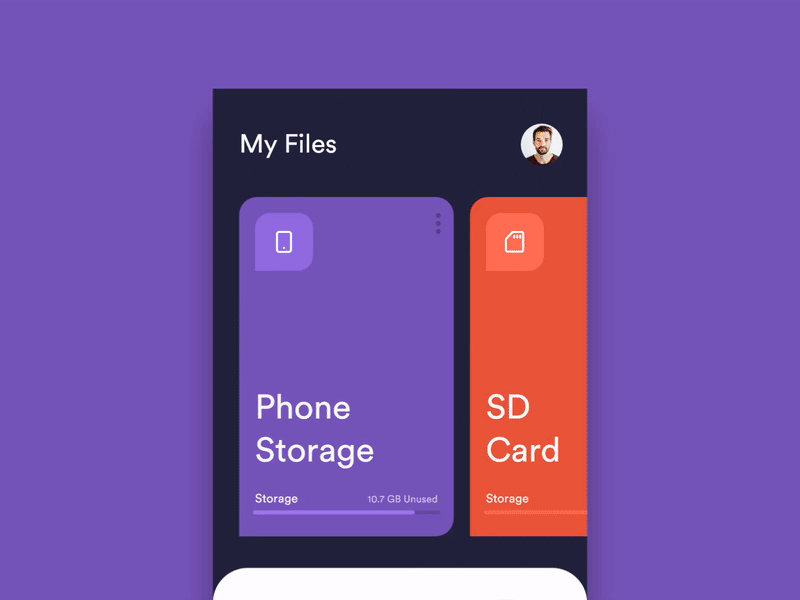 File Manager App Design Interaction adobe xd aftereffects app application document file management interaction interface micro interaction minimal mobile app mobile ui motion design music product design ui uigreat ux