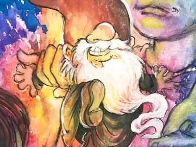 Smug boy with gnome gnome illustration watercolor watercolor painting