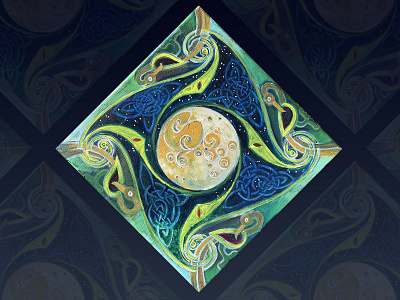 moon acrylic celtic painting