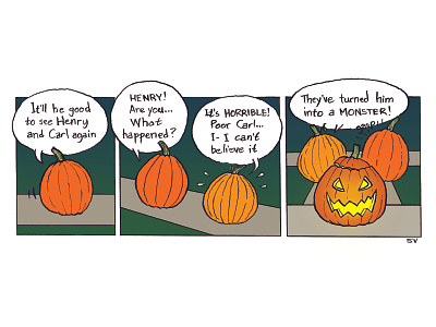 Poor Carl comic halloween pen and ink psd pumpkins