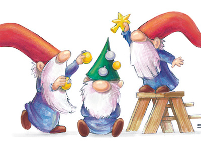 Christmas Gnomes christmas gnome gnomes pencil photoshop psd watercolor