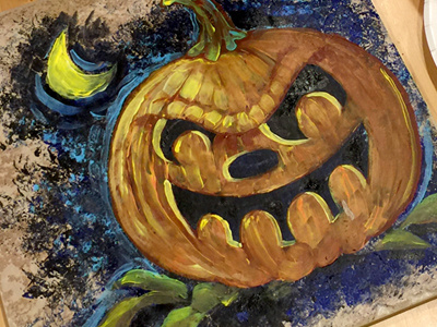 Art Class - One Hour Halloween Painting acrylic art class halloween jack olantern painting pumpkin