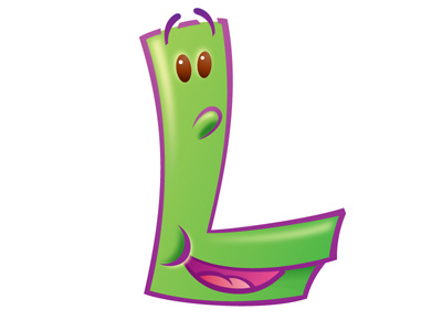 Happy ABC - L alphabet childrens art computer illustration