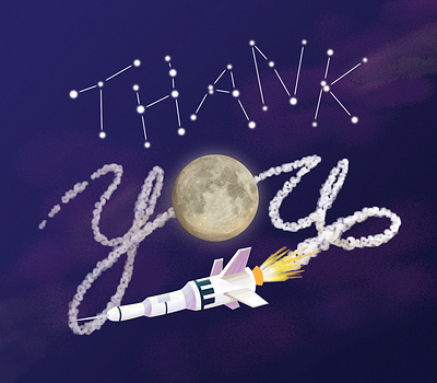 Thank You card moon photoshop rocket thank you card