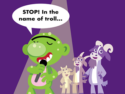 Troll and Back Up Singers adobe illustrator book early reader illustration three billy goats gruff troll