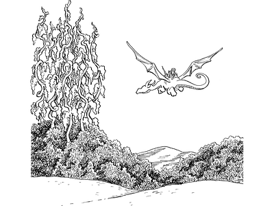 Inktober Chapter 14: Overgrown dragon halloween illustration inktober inktober2019 pen and ink wizard