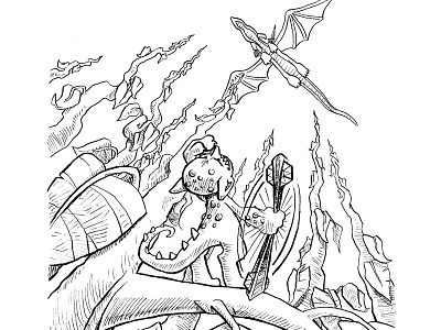 Inktober Chapter 19: Sling dragon goblin illustration inktober inktober2019 pen and ink wizard