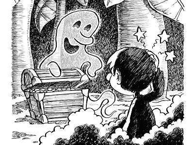 Inktober Chapter 22: Ghost ghost halloween illustration inktober inktober2019 pen and ink treasure