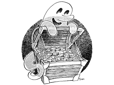 Inktober Chapter 23: Ancient ghost halloween illustration inktober inktober2019 pen and ink treasure