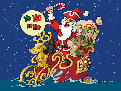 Pirate Santa adobe illustrator christmas elves illustration pencil santa claus