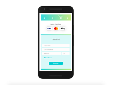 DailyUI 002 - Credit Card Checkout app design ui