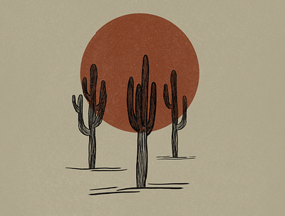 Saguaros and Red Sun Illustration arizona cacti cactus cactus illustration design hand drawn illustration illustration art illustrator lineart minimal minimalism minimalist minimalistic saguaro simple simple design simple illustration sun