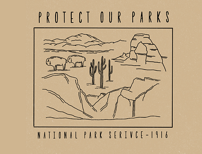 Protect Our Parks Illustration arches arches national park hand drawn illustration illustration art illustrator minimal minimalism minimalist minimalistic national park national park logo national park service national parks parks saguaro simple simple illustration yellowstone yosemite