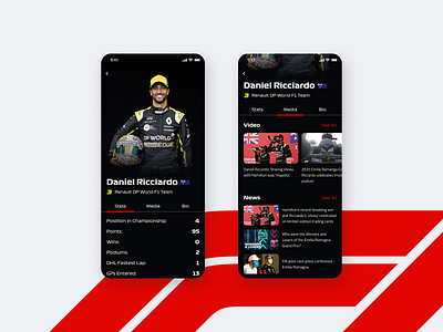 Profile • Daily UI • F1 006 dailyui f1 formula1 mobile profile ui