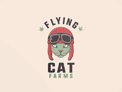 Pilot Cat branding cannabis cat flat illustration illustrator logo minimal vector