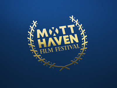 Mott Haven Film Festival branding bronx film festival gold foil laurel wreath logo logo design logo designer mott haven typography vector