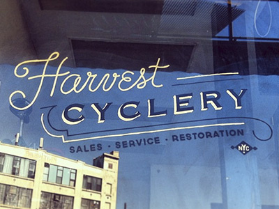 Harvest Cyclery hand painted