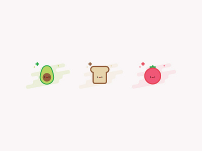 Tiny Food Icons avocado bread flat food iconography icons illustration set simple toast tomato vector
