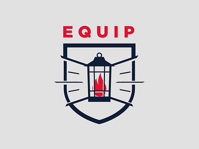 Equip Shield crest flame icon lantern light logo shield