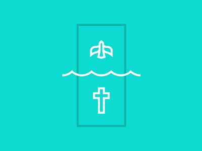 Baptisms bird cross icon icons line icons water