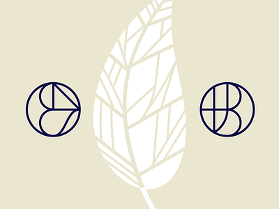 CNS & TJB initials leaf lines monogram seal