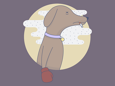 Dribbble Dog boxing cigarette circle dog glove illustration smoke