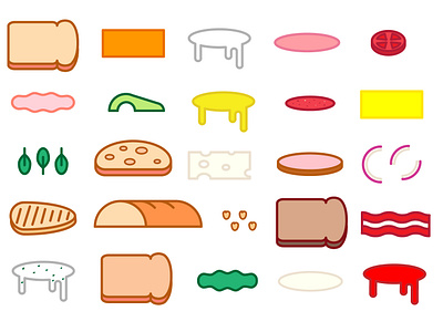 Matchwich avocado bing bong bread cheese dairy food icon icon app icon design icon set iconography sandwich snackbar ui ux vegetables