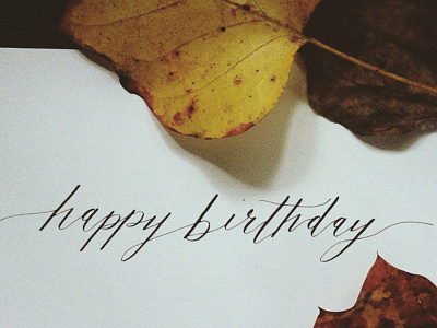 Happy Birthday autumn birthday calligraphy fall happy birthday leaves modern calligraphy october stationery