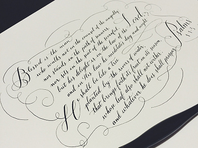 Psalms 1:1-3 calligraphy flourishes moderncalligraphy