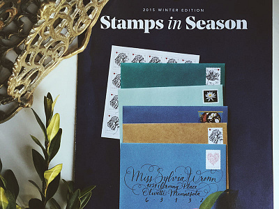 USPS Stamps in Season calligraphy design editorial envelope modern calligraphy stamps stamps in season usps