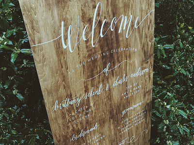 Wedding Program calligraphy day of modern calligraphy paint sign signage wedding wedding day of wedding program wood