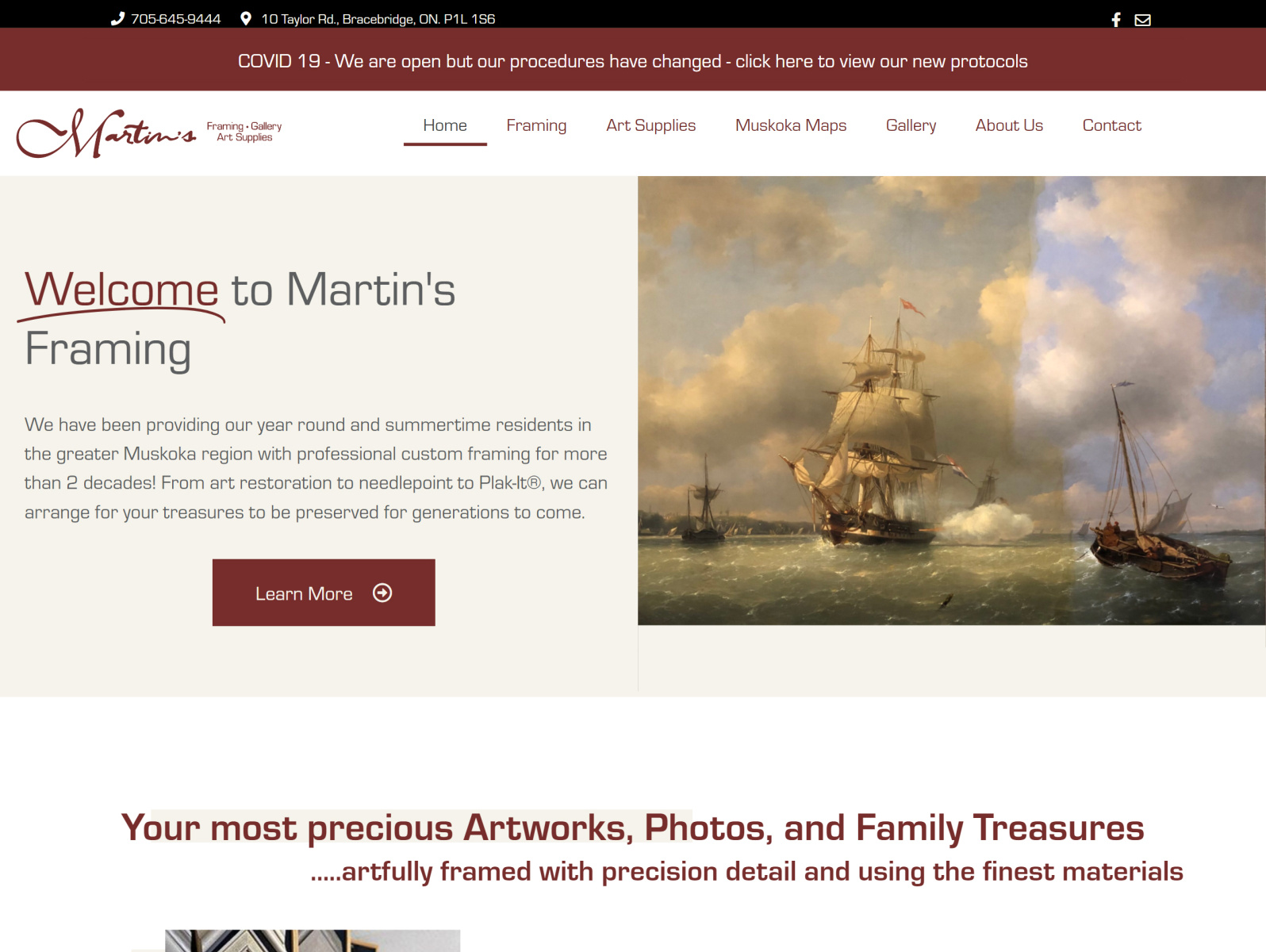 Martin's Framing site Redesign by Carole Coad on Dribbble