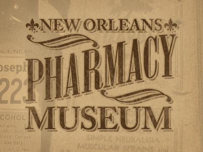 New Orleans Pharmacy Museum editorial flourish photoshop retro vector vintage