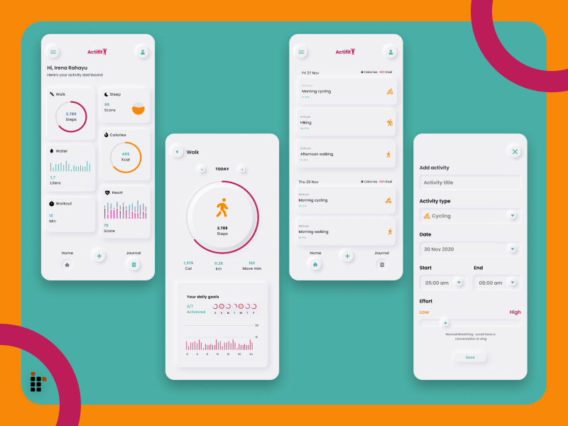 Actifit Activity Tracking Apps Design by irenarahayu on Dribbble