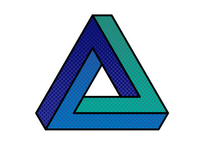 Impossible Triangle (Penrose Triangle) blue green illustrator impossible objects impossible triangle optical illusions penrose triangle texture