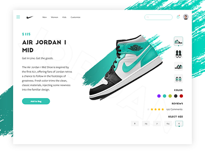 Nike Product Page clean design ecommerce jordan nike nike air nike jordan product page shoe ui ux web web design
