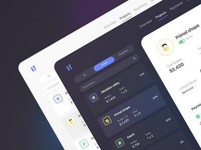 Dashboard: Projects page app design ui