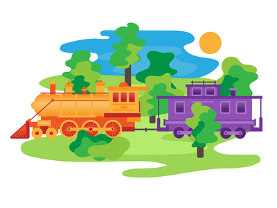 Train Ride in the Forest animation branding cartoon cute design drawing illustration logo mobile modern print productdesign train transportation typography ui ux web webdesign