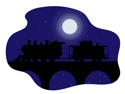 Midnight Train animation cartoon character cute drawing icon illustration illustrator logo mobile print productdesign silhouette train transportation typogaphy ui ux webdesign
