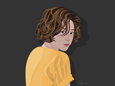 Woman in a Yellow Shirt Illustration